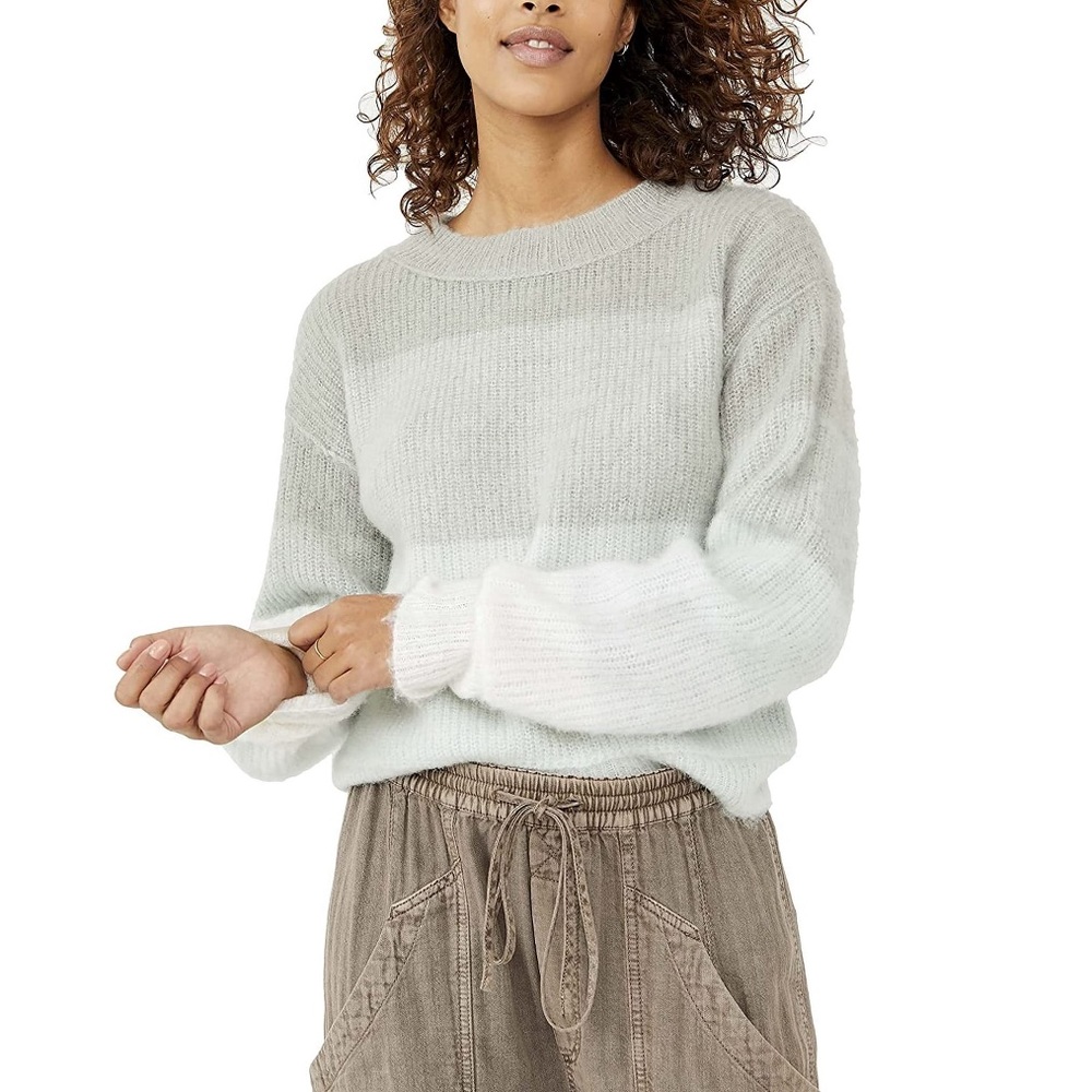 Free People Autumn Sky Cloud Combo Long Sleeve Soft Cozy Sweater XS
